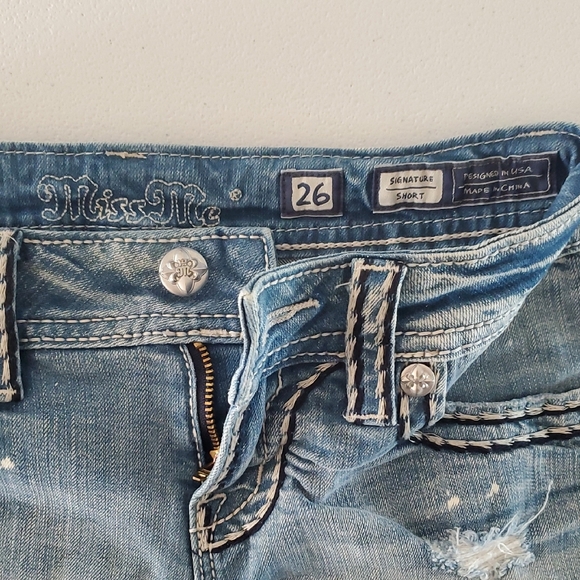 Miss Me Light Blue Distressed Jean Shorts - Picture 4 of 9